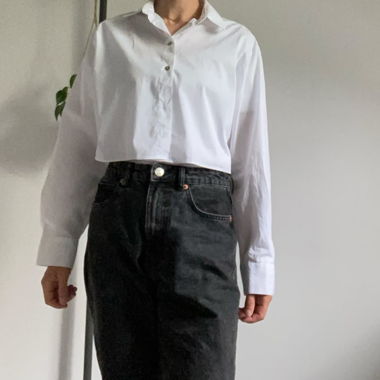 Weisses Crop Hemd Bluse