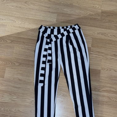 Black And Wihite Striped Summer Pants 