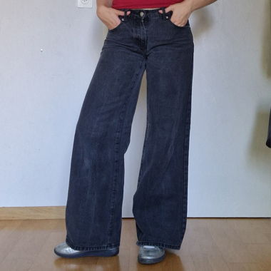Jeans noirs à jambe large