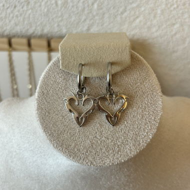Heart Earrings, Y2K-, Punk-Style Hoop Earrings, silver