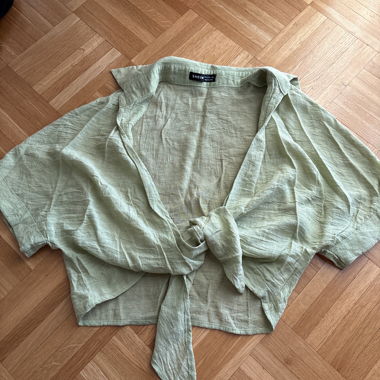Chemise cache-cœur vert menthe