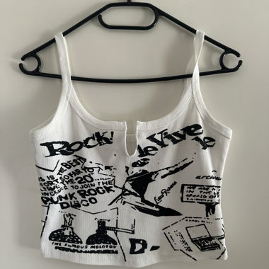Top crop alt punk rock bianco S 