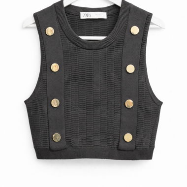 Gilet in maglia nero Zara