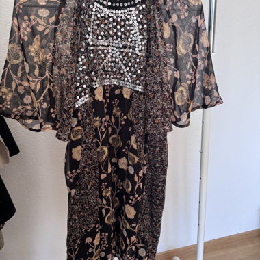 SFERA floral dress with metallic details