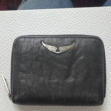 Zadig & Voltaire Black Leather Zip Wallet Unisex