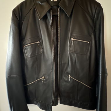 Black leather jacket with zips