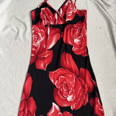 Abito slip con stampa di rose
