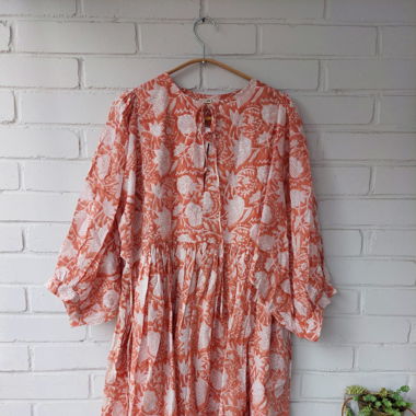 Mini Dress Hand Block Print Size S/M