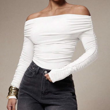 Body bianco a maniche lunghe