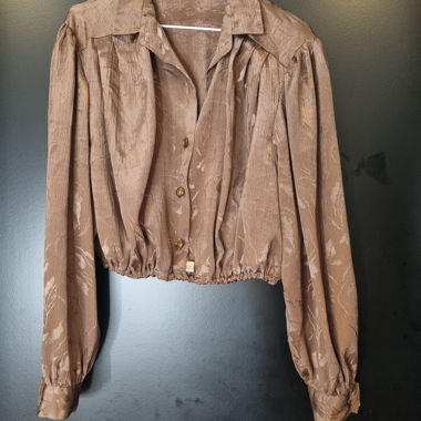 Vintage Upsycled Brown Cropped Blouse
