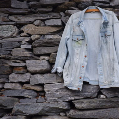 Jeans jacket, handmade embroidery (Led Zeppelin) 