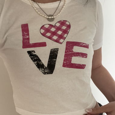 Y2k white printed babytee 