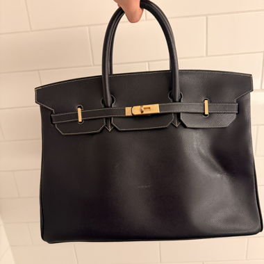 Sac à main bleu style Birkin 40