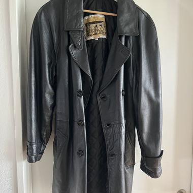 Vintage Langer Ledermantel schwarz