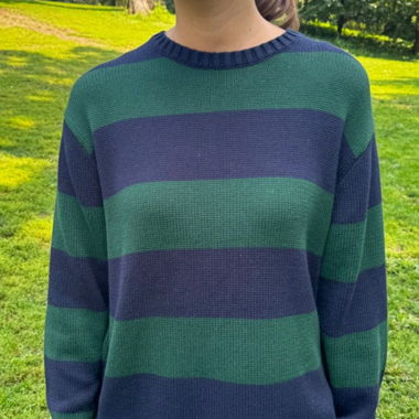 Maglione a righe lavorato a maglia (Verde/Marina)