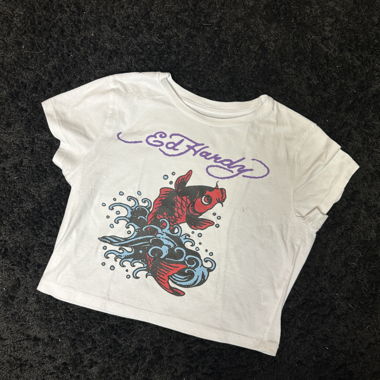 Ed Hardy Weisses Cropped T-Shirt