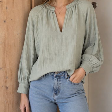 H&M muslingarn-bluse in Salbeigrün S