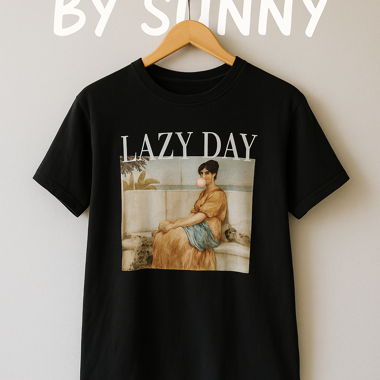 Lazy Day black T‑shirt with print
