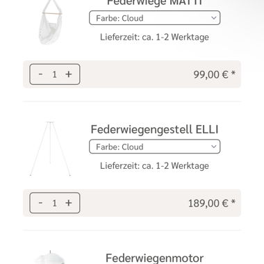 Ensemble pour berceau à ressort Wunderwiege