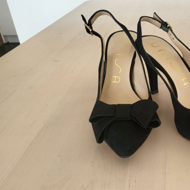 Pumps schwarz Gr. 35 aus Leder und Veloursleder