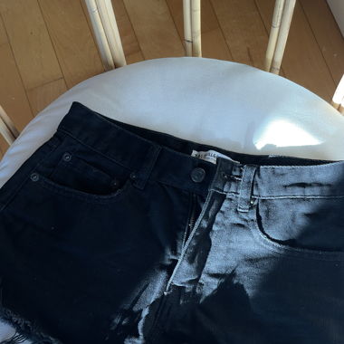 Black denim hot pants