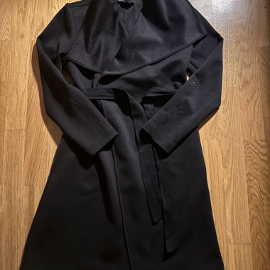 Black Coat with Tie Belt