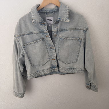 Veste en jean Zara cropped en bleu clair