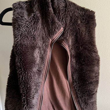Brown faux fur vest