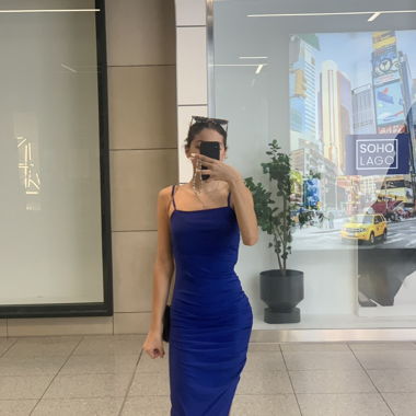 Robe Stretch Bleu Cobalt – XS/34 – Élégante