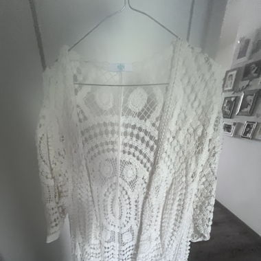 Long gilet en maille blanche