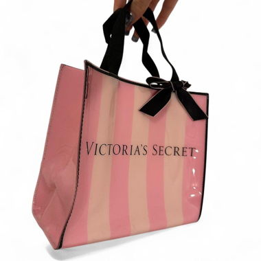 pink Victoria's Secret bag with ribbon and bow