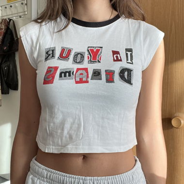 carina t-shirt bianca con stampa