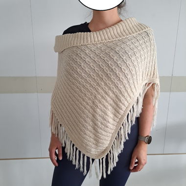 Poncho in maglia con frange Taglia unica