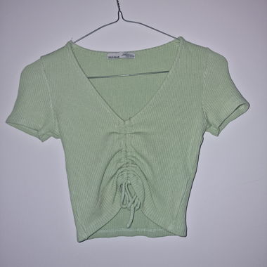 Petit haut vert côtelé - Pull&Bear