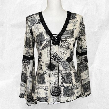 Sheer Black & White Printed Top