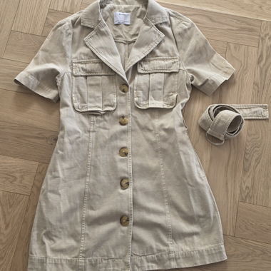 Bershka beige shirt dress