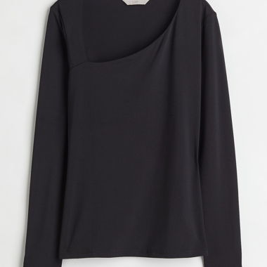 Schwarzes asymmetrisches Top/Pullover - Grösse S-M