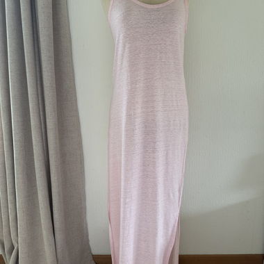 Pale pink linen maxi dress