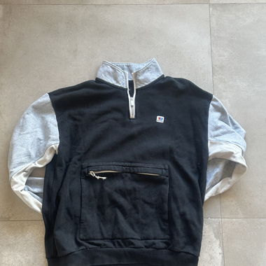 Sweatshirt Brixton mezza-zip nero e grigio L