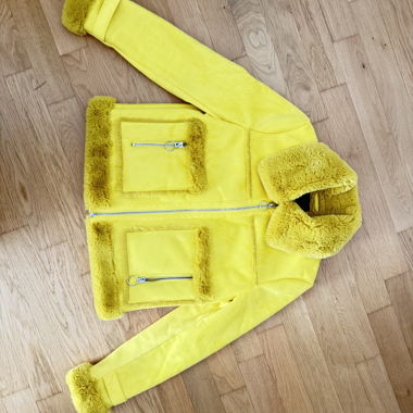 Gelbe Kunstfell-Jacke