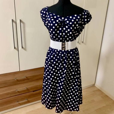 Abito Collectif blu a pois bianchi 3XL