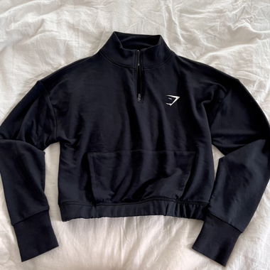 Gymshark Black Cropped Quarter-Zip Sweatshirt XS