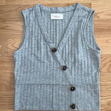 Grey Ribbed Sleeveless Crop Top S