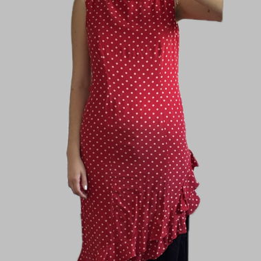 Abito in seta rosso a pois