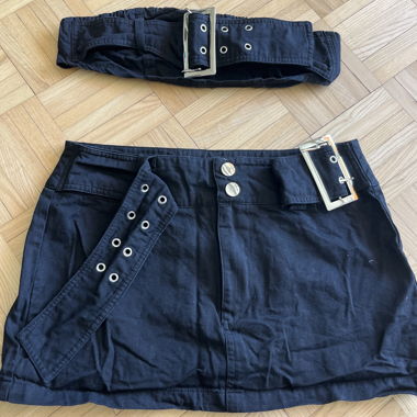 Top Minigonna nera con cintura 