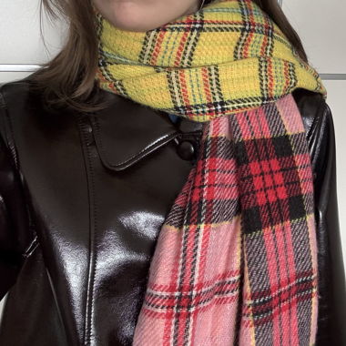 Multicoloured Plaid Scarf with Fringe