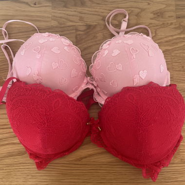 Set da 2 reggiseni rosa/rosso