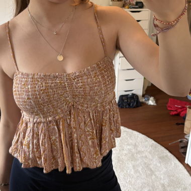 PacSun Printed Smocked Crop Top