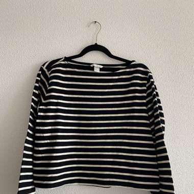 H&M gestreiftes Langarmshirt Schwarz weiß Gr. M