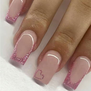 Glitter Pink Press On Nails